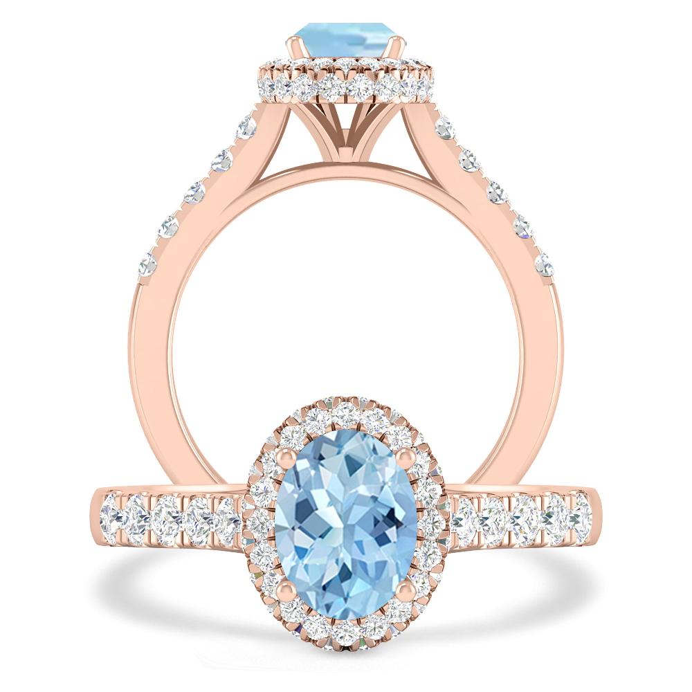 Rose Gold - Aquamarine