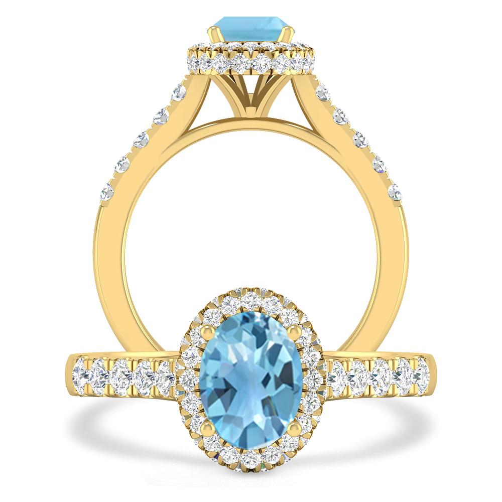 Yellow Gold - Blue Topaz