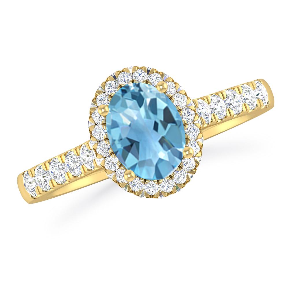 Yellow Gold - Blue Topaz