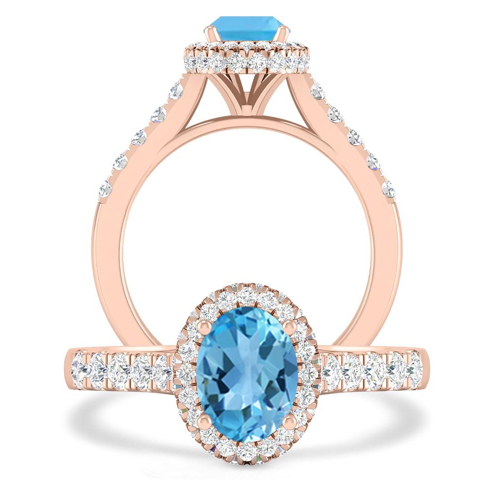 Rose Gold - Blue Topaz