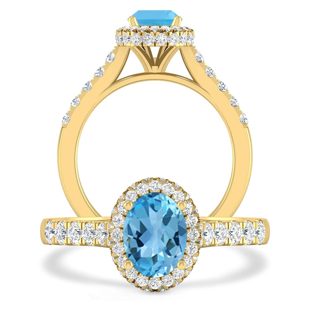 Yellow Gold - Blue Topaz