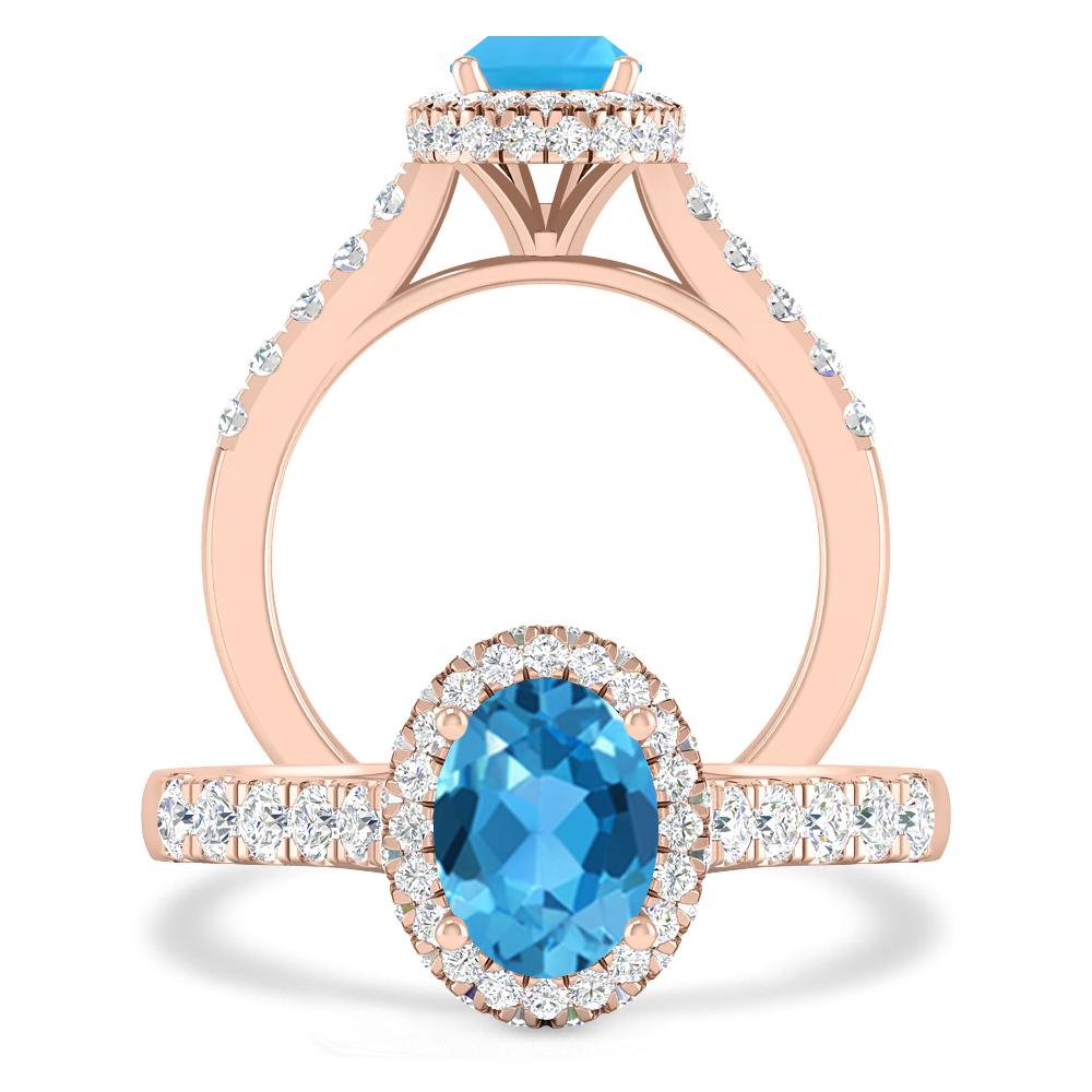 Rose Gold - Blue Topaz