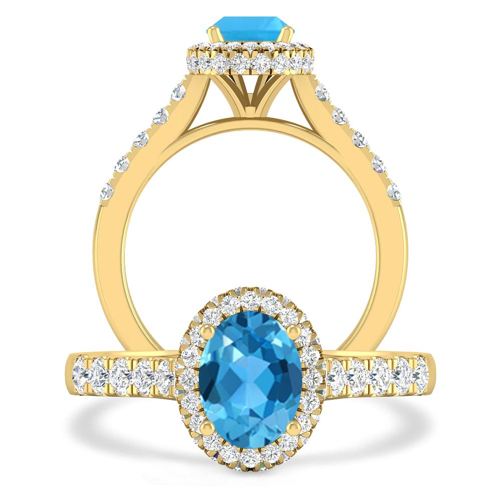 Yellow Gold - Blue Topaz