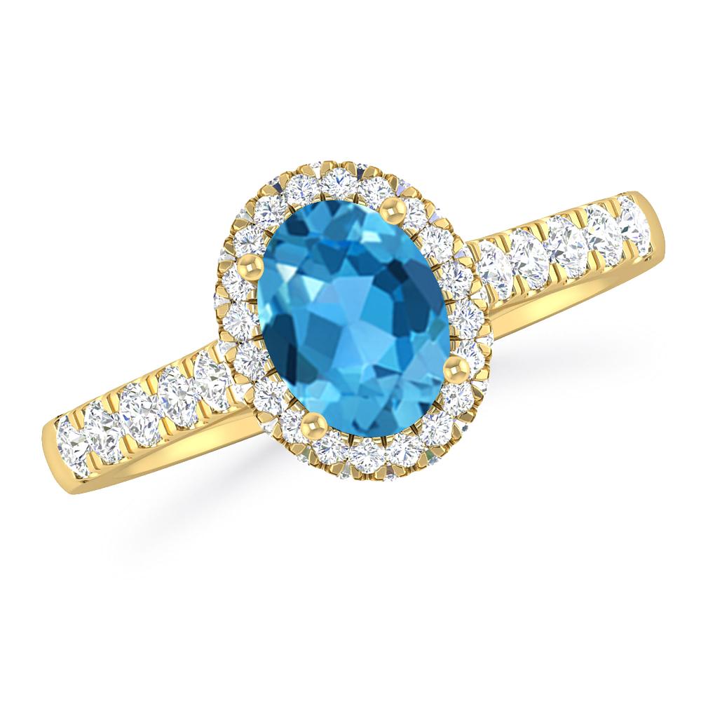 Yellow Gold - Blue Topaz