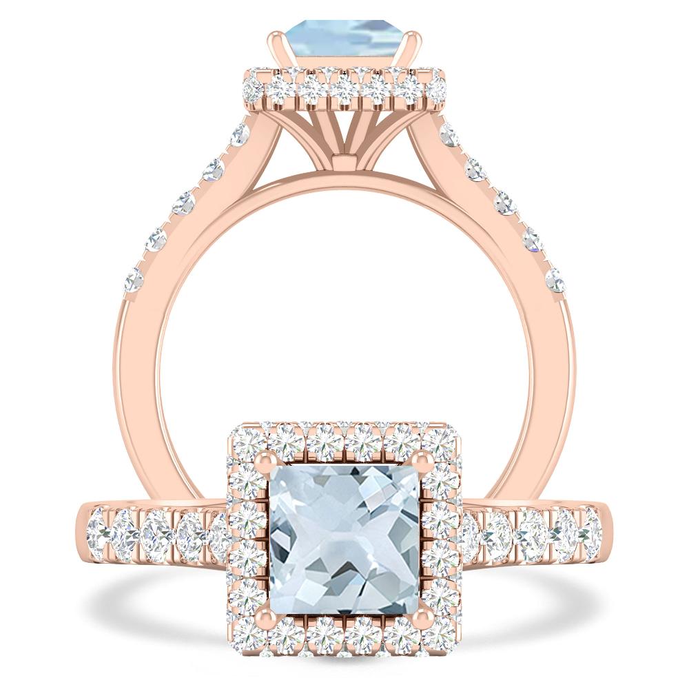 Rose Gold - Aquamarine