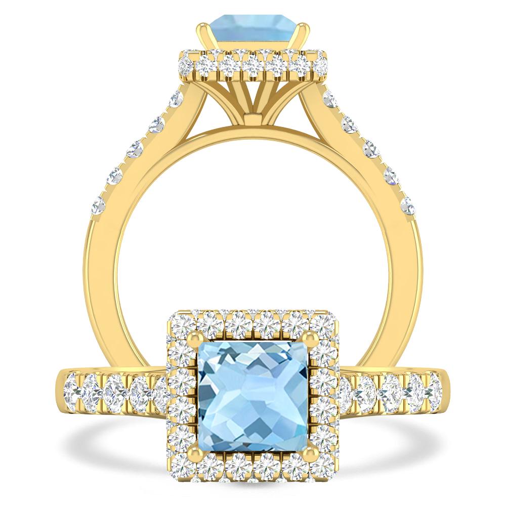 Yellow Gold - Aquamarine