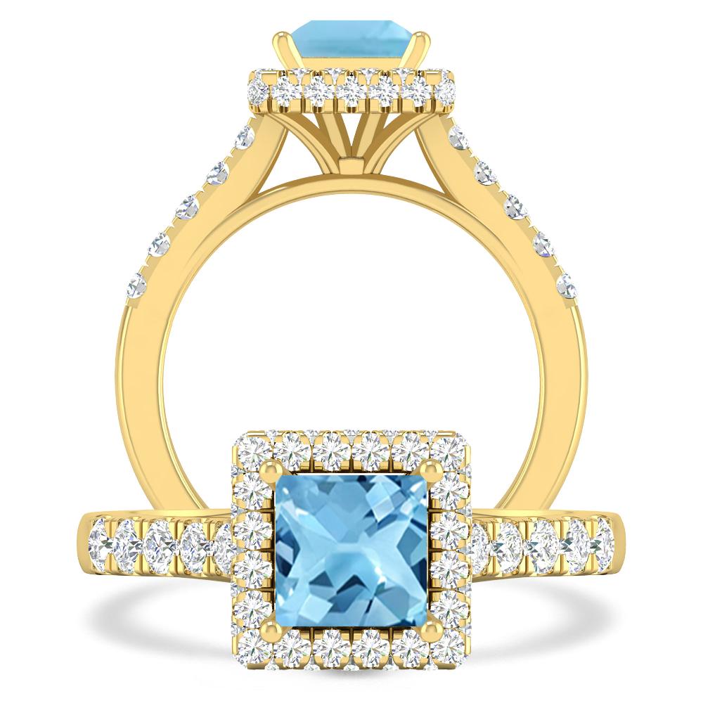 Yellow Gold - Blue Topaz