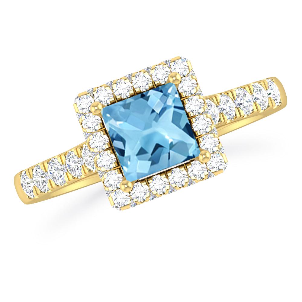 Yellow Gold - Blue Topaz