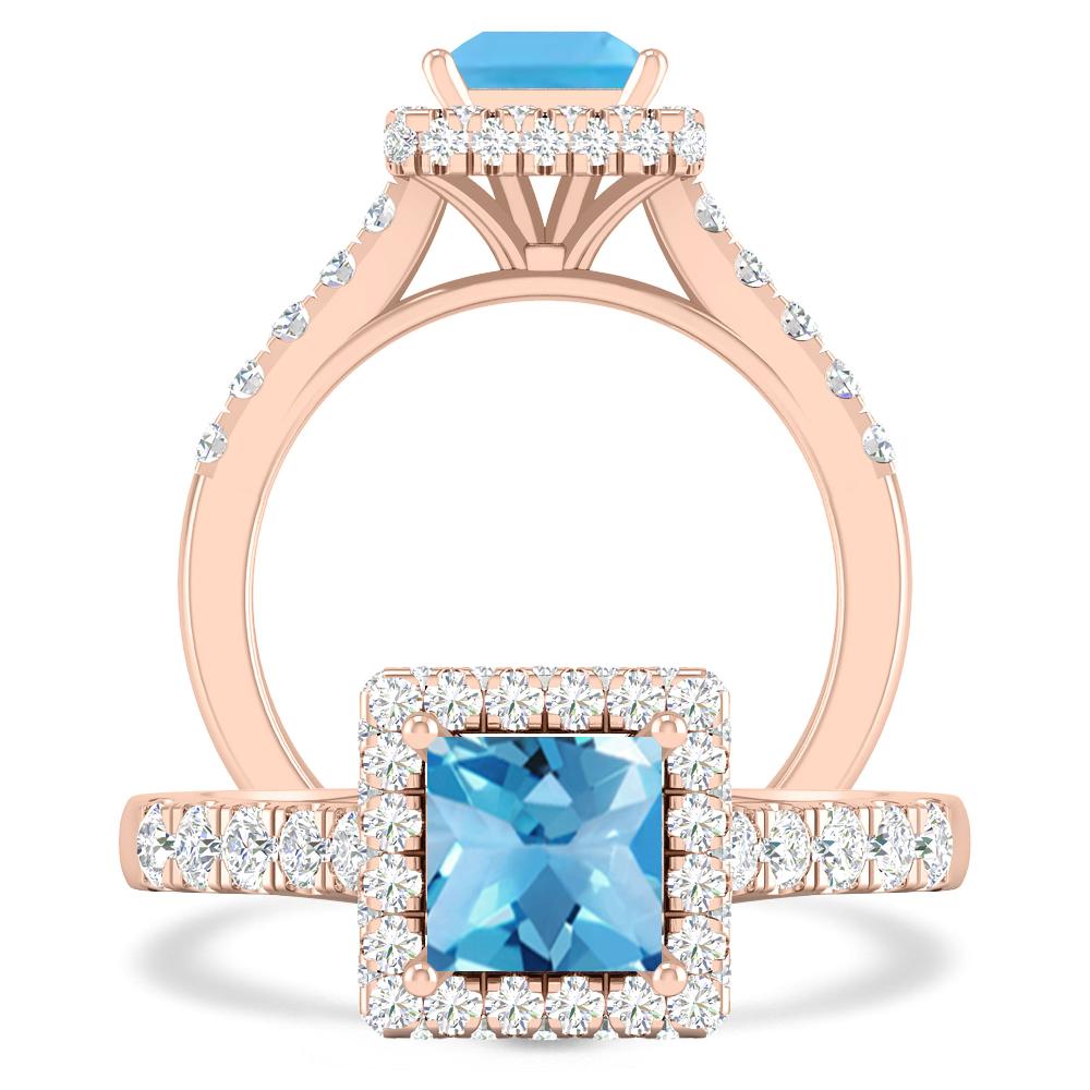 Rose Gold - Blue Topaz