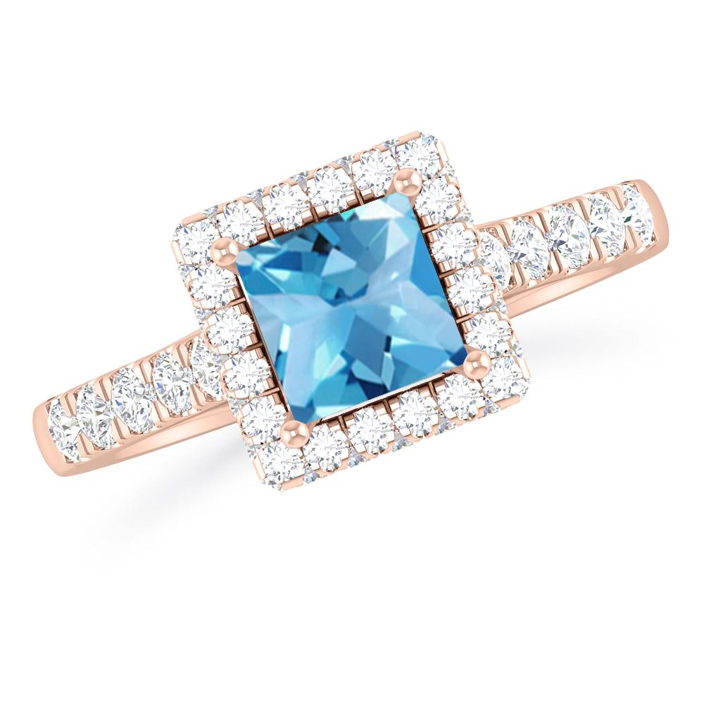 Rose Gold - Blue Topaz