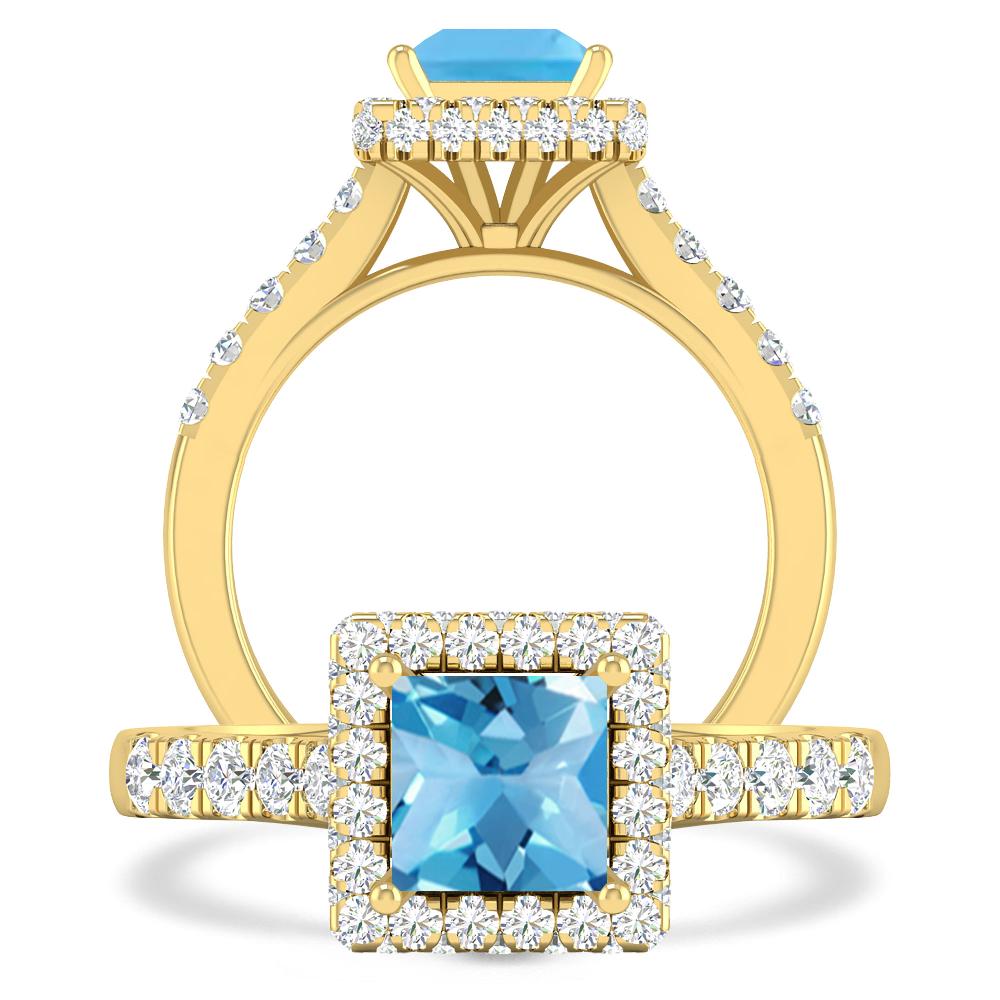 Yellow Gold - Blue Topaz