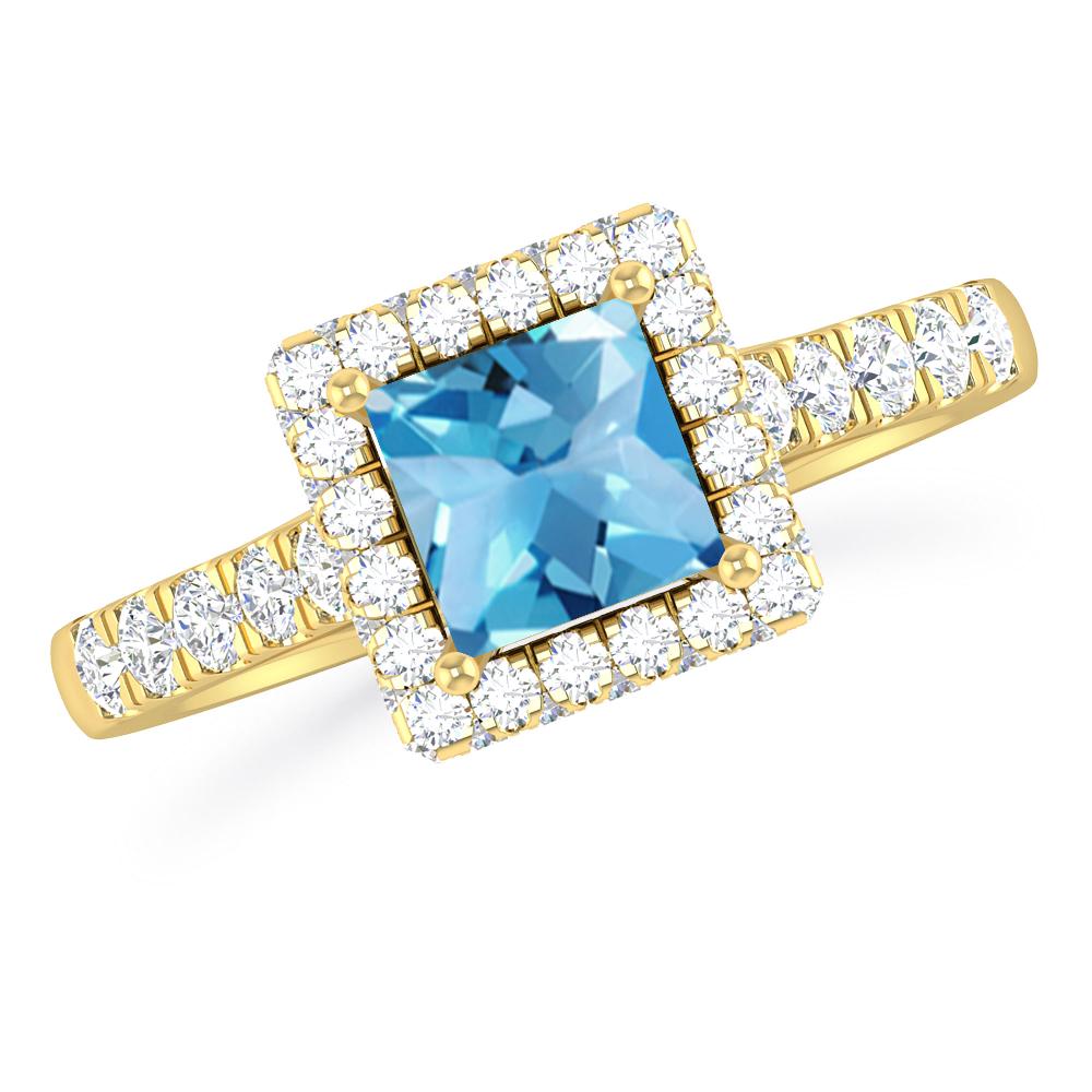 Yellow Gold - Blue Topaz