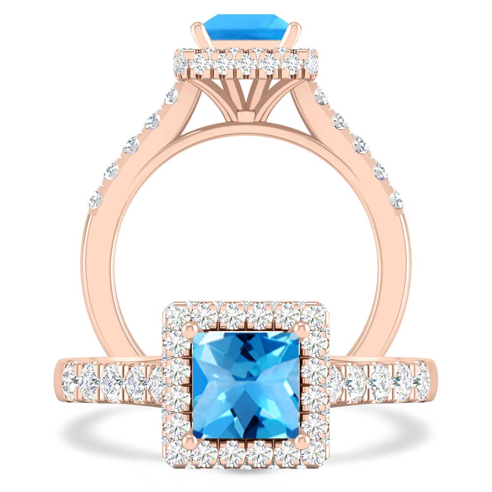 Rose Gold - Blue Topaz