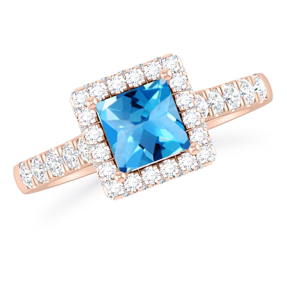 Rose Gold - Blue Topaz