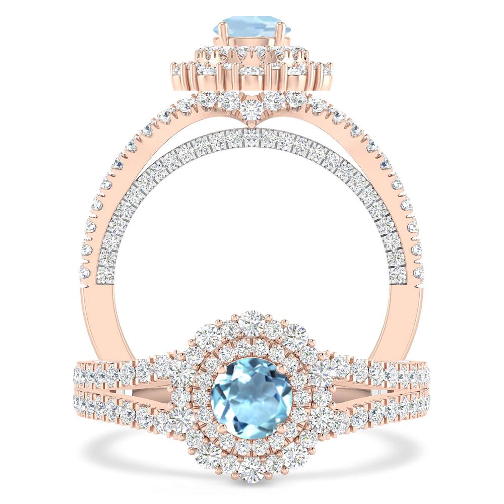 Rose Gold - Aquamarine