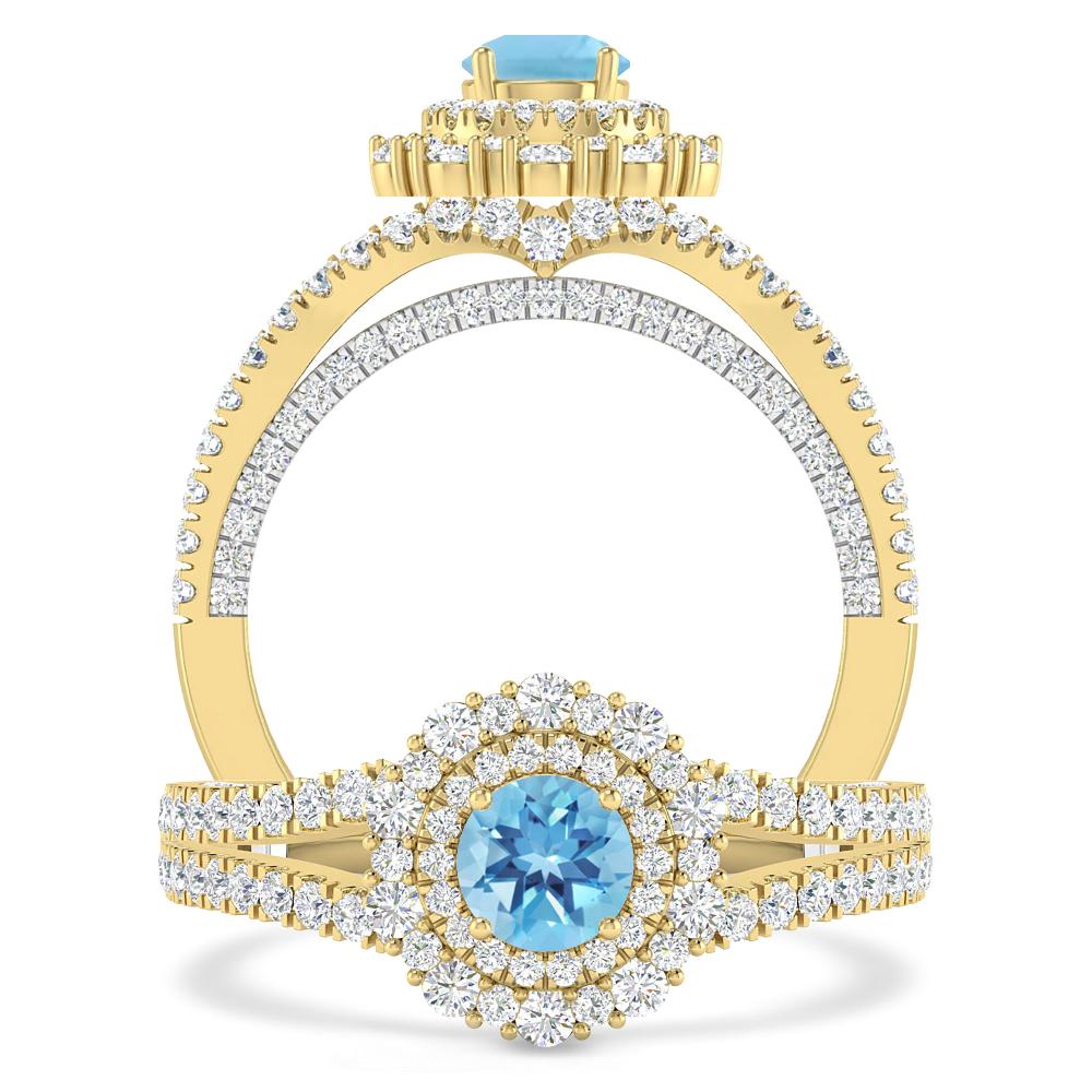 Yellow Gold - Blue Topaz