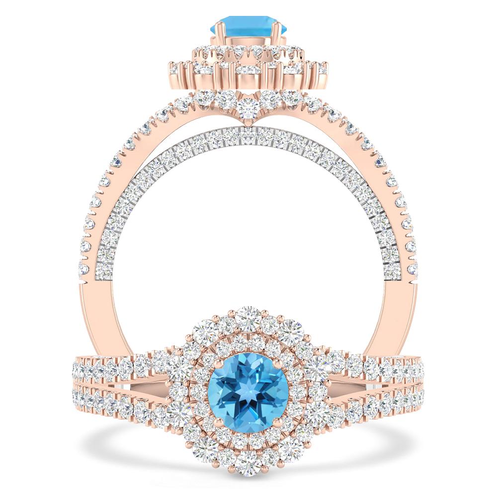 Rose Gold - Blue Topaz