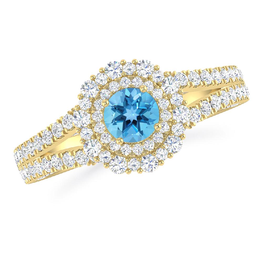 Yellow Gold - Blue Topaz