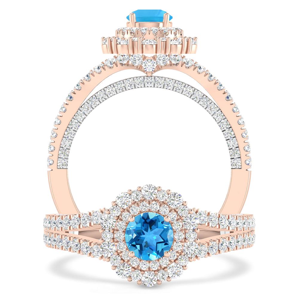 Rose Gold - Blue Topaz