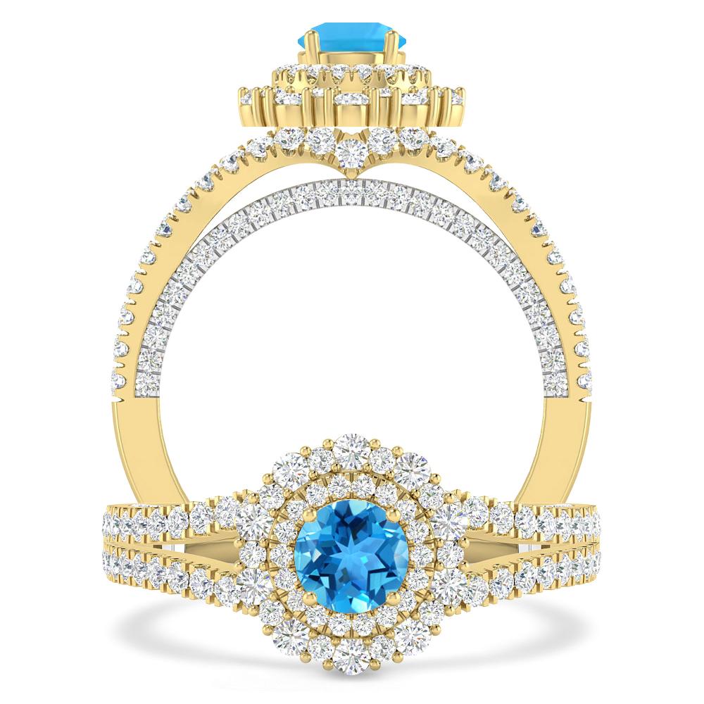 Yellow Gold - Blue Topaz