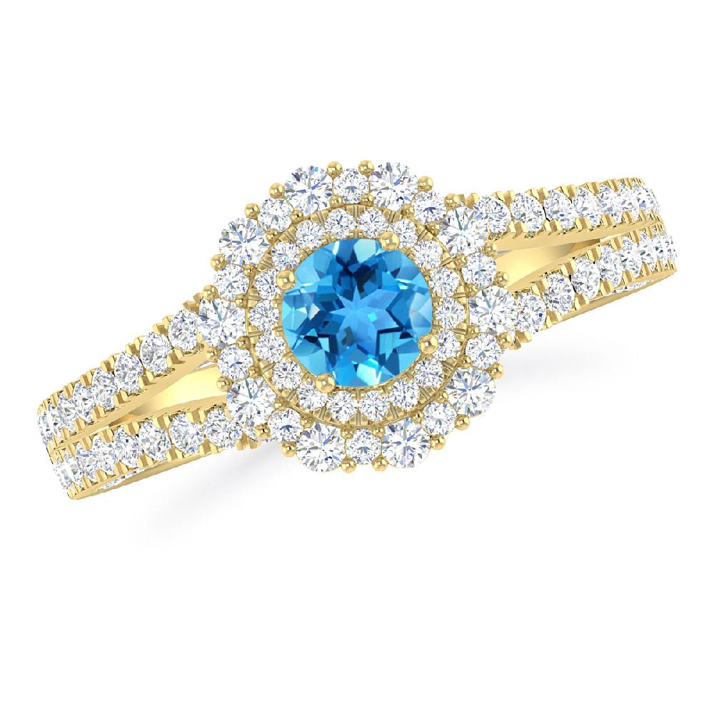 Yellow Gold - Blue Topaz