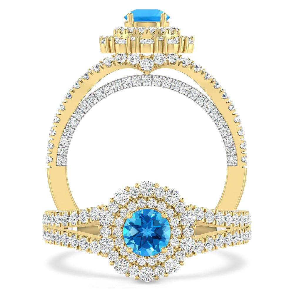 Yellow Gold - Blue Topaz