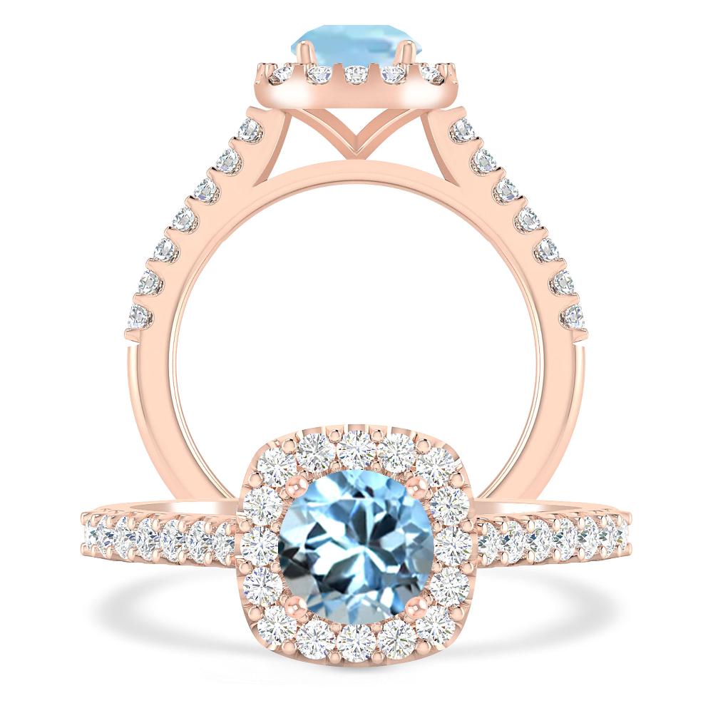 Rose Gold - Aquamarine