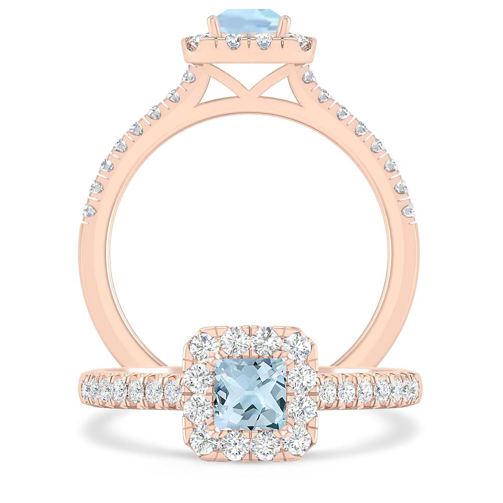 Rose Gold - Aquamarine