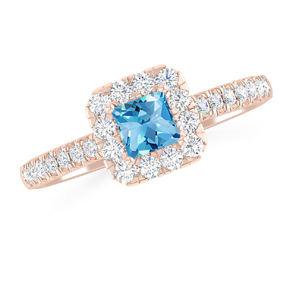Rose Gold - Blue Topaz