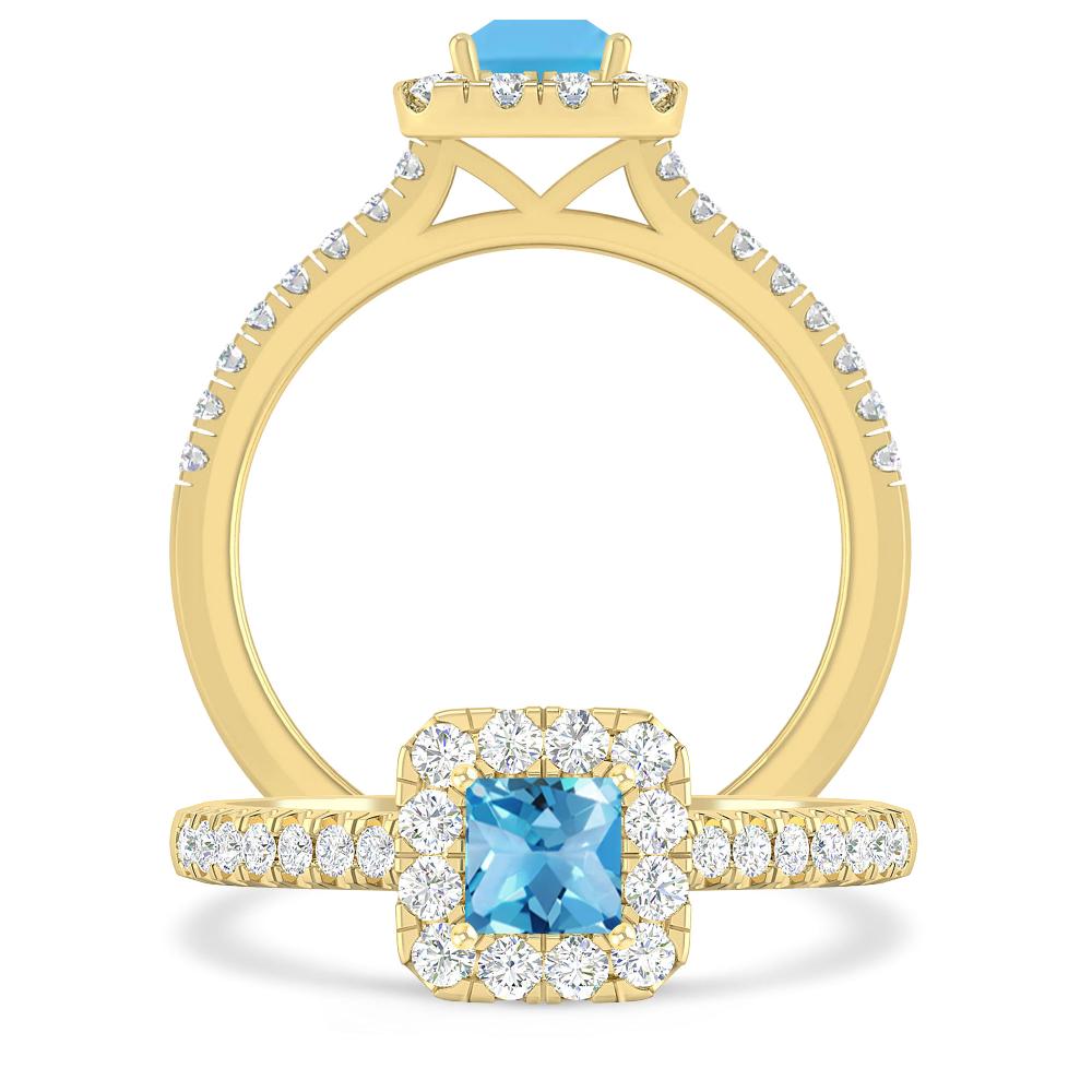Yellow Gold - Blue Topaz