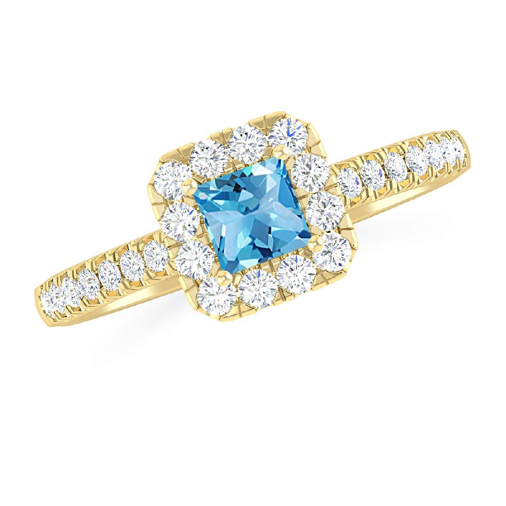 Yellow Gold - Blue Topaz