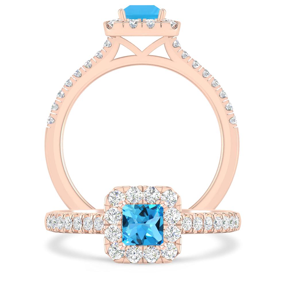 Rose Gold - Blue Topaz