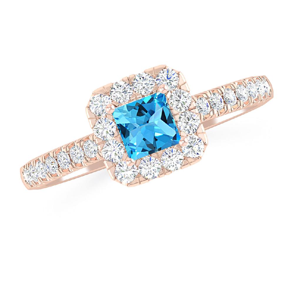 Rose Gold - Blue Topaz