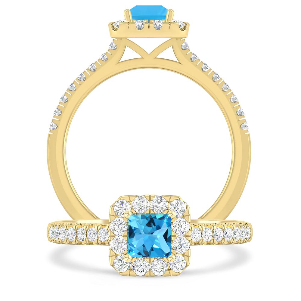 Yellow Gold - Blue Topaz