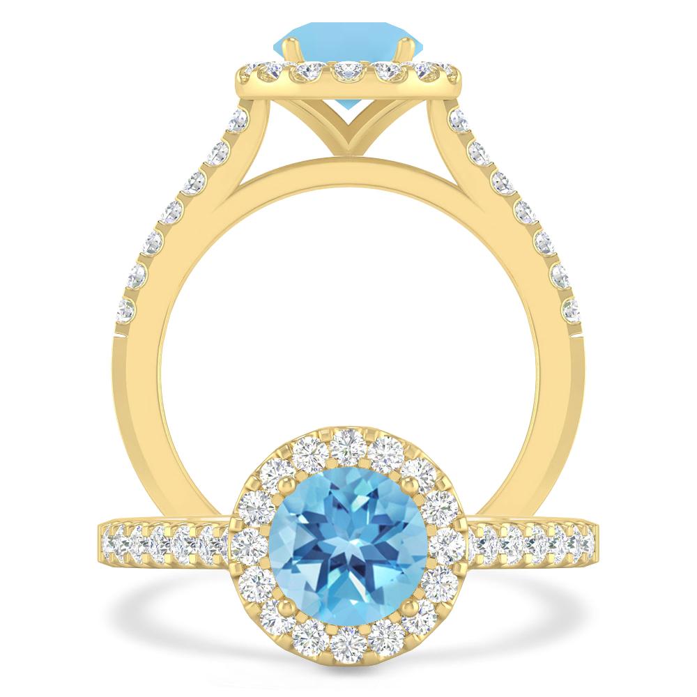 Yellow Gold - Blue Topaz