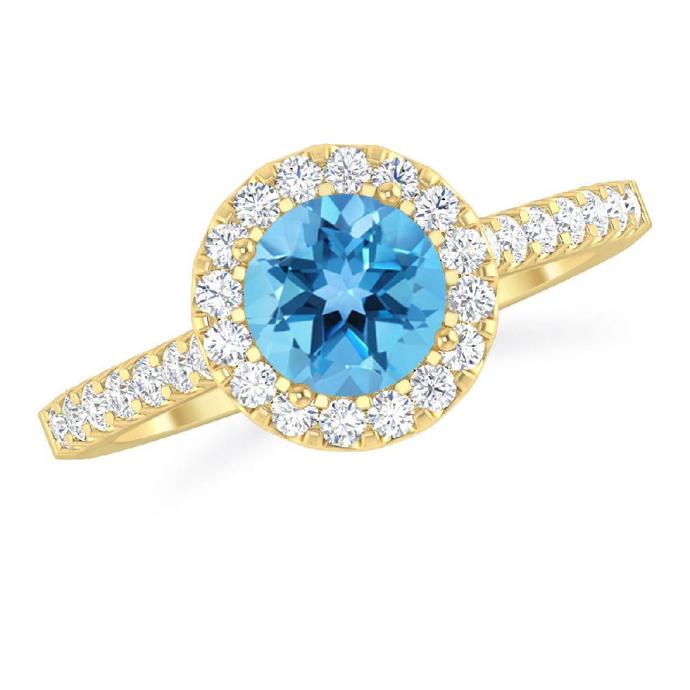 Yellow Gold - Blue Topaz