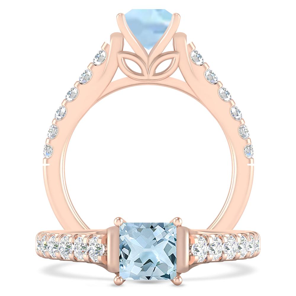 Rose Gold - Aquamarine