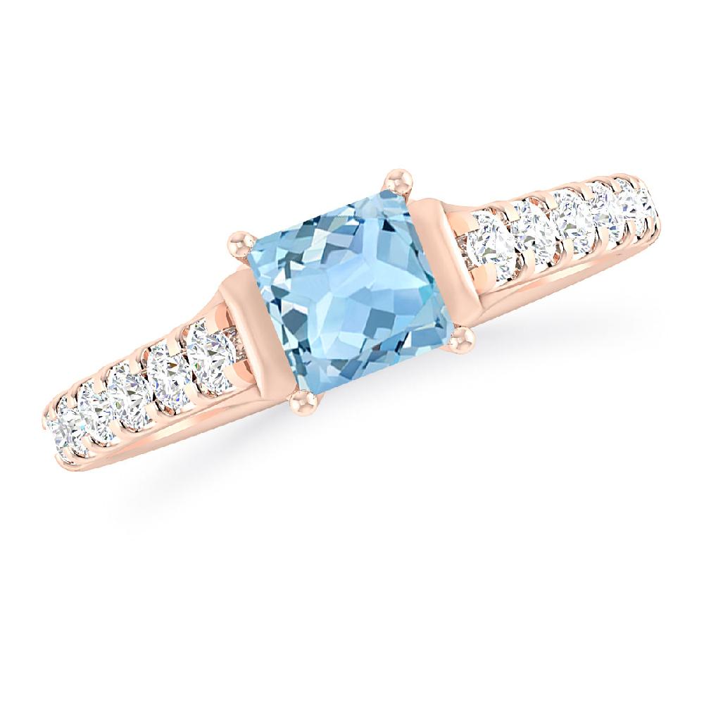 Rose Gold - Aquamarine