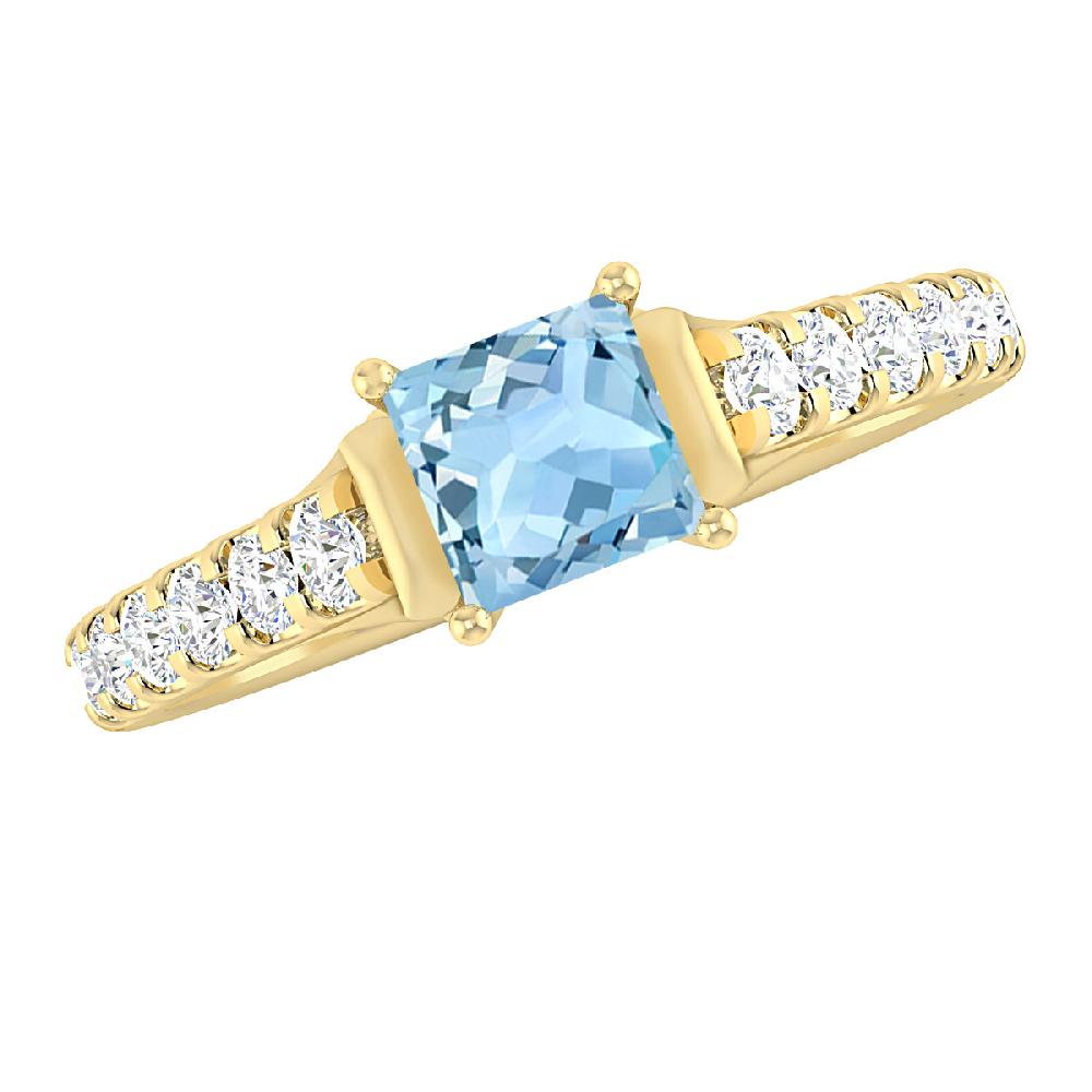 Yellow Gold - Aquamarine