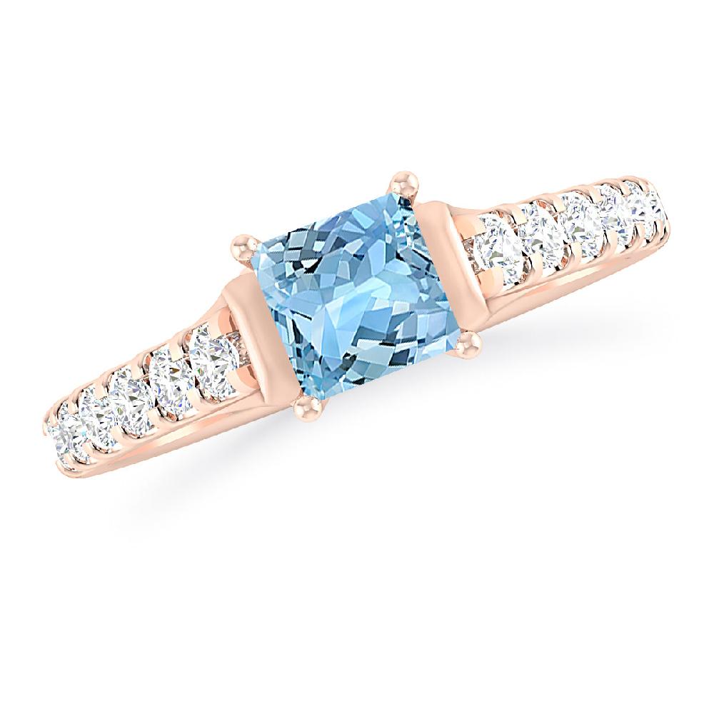 Rose Gold - Aquamarine