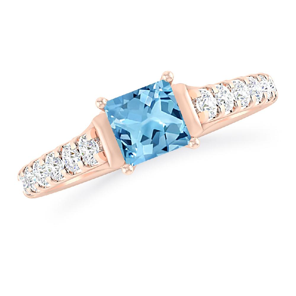 Rose Gold - Blue Topaz