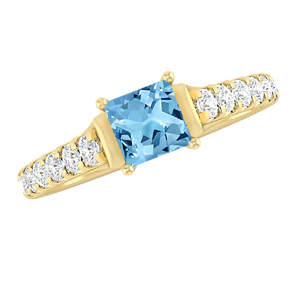 Yellow Gold - Blue Topaz