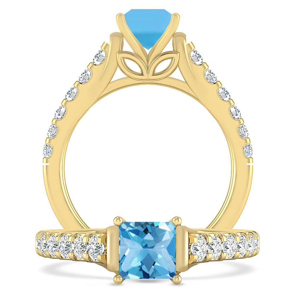 Yellow Gold - Blue Topaz