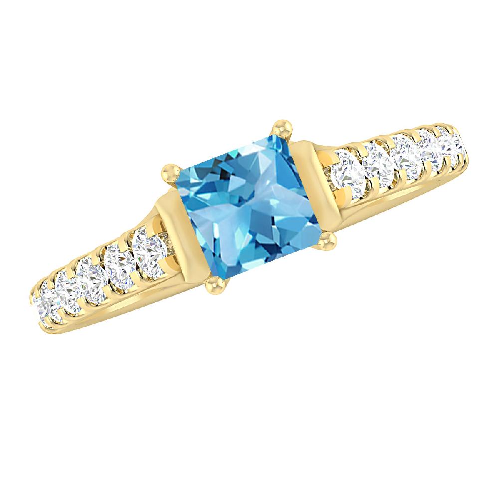 Yellow Gold - Blue Topaz