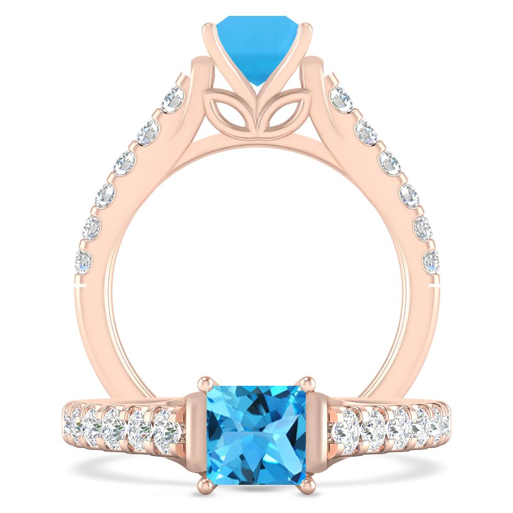 Rose Gold - Blue Topaz