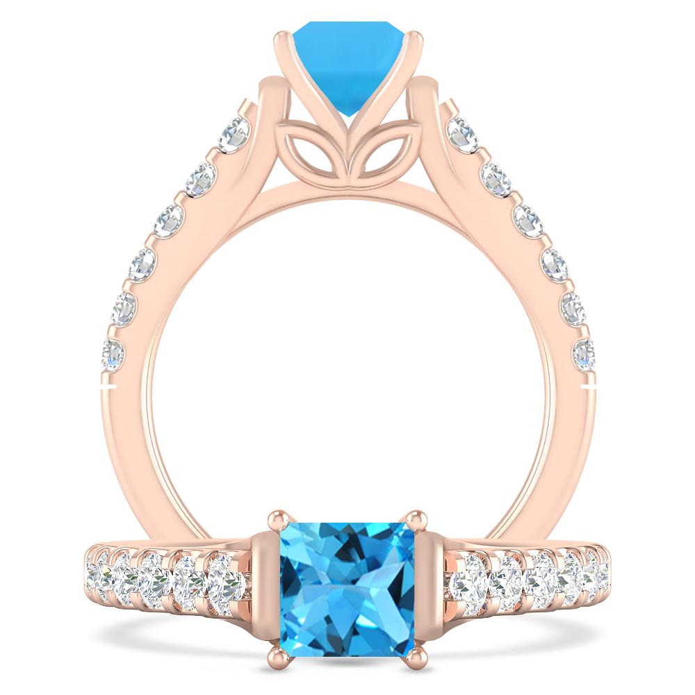 Rose Gold - Blue Topaz
