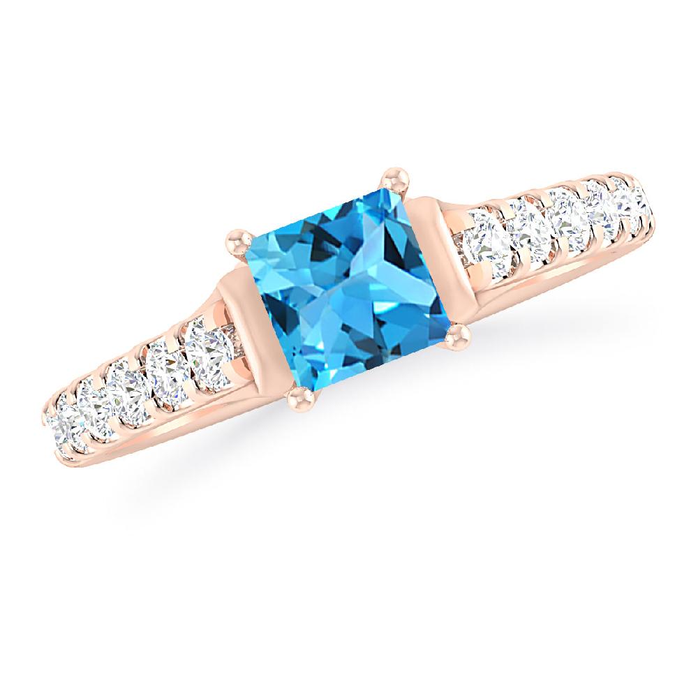 Rose Gold - Blue Topaz