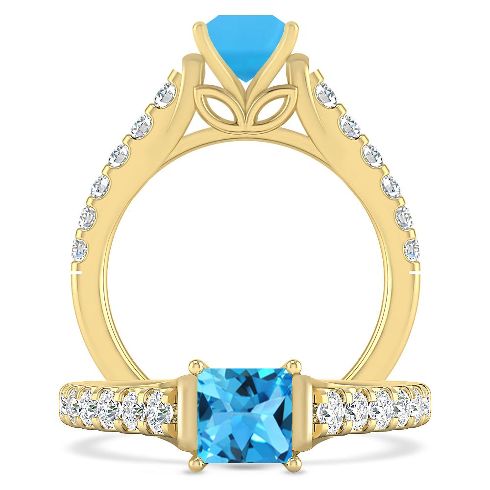 Yellow Gold - Blue Topaz