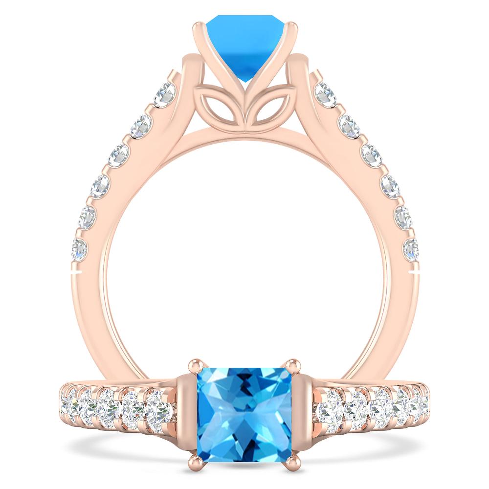 Rose Gold - Blue Topaz