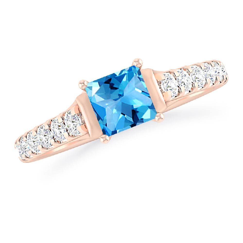 Rose Gold - Blue Topaz